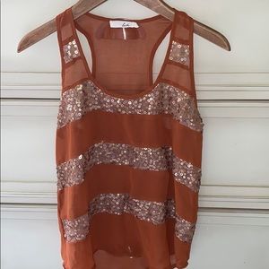 *DONATED* Lush | orange racer back sequin tank